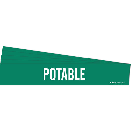 Potable Pipe Marker Style 1 WT on GN PK