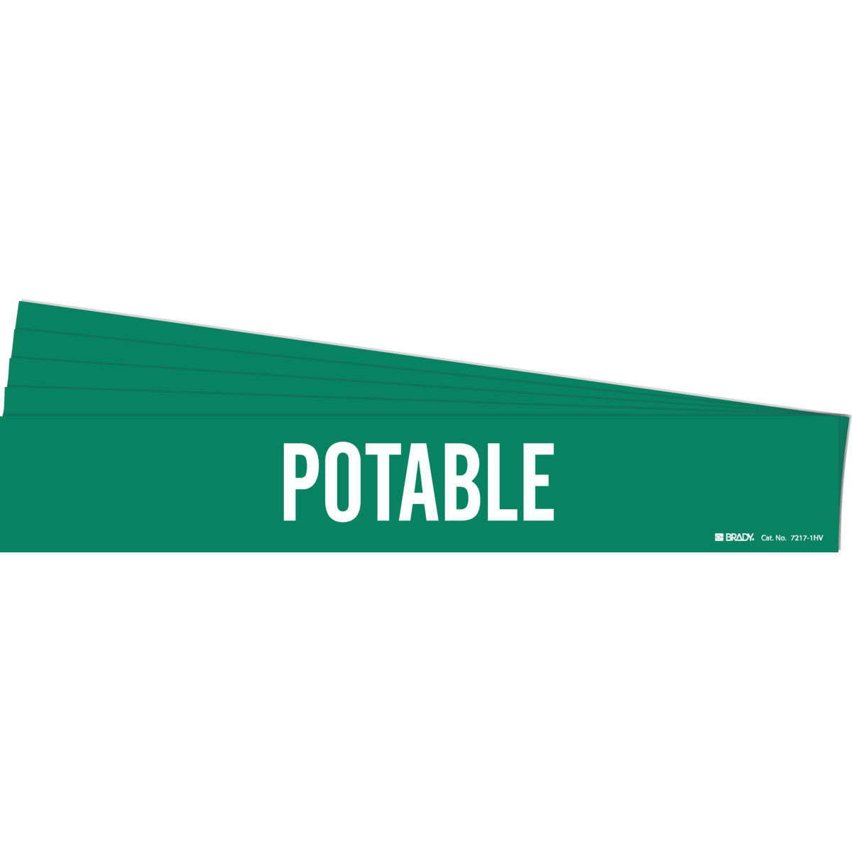 Potable Pipe Marker Sty 1HV WT on GN PK