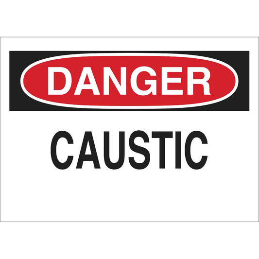 B401 10X14 RED/BLK/WHT DANGER CAUSTIC