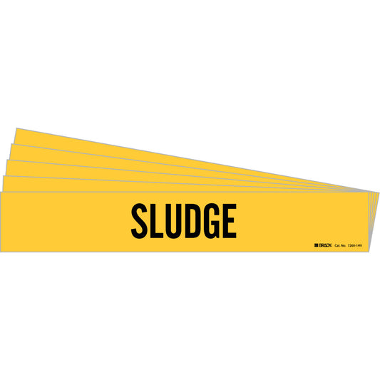 Sludge Pipe Marker Style 1HV BK on YL PK