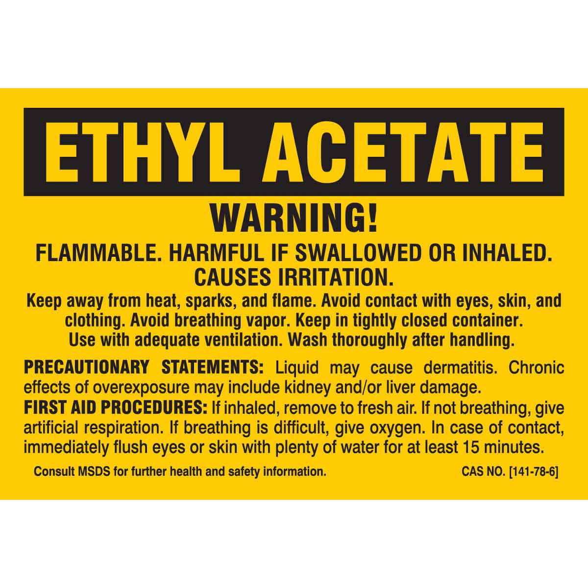 B-302 3.5X5 25/PK ETHYL ACETATE LABEL