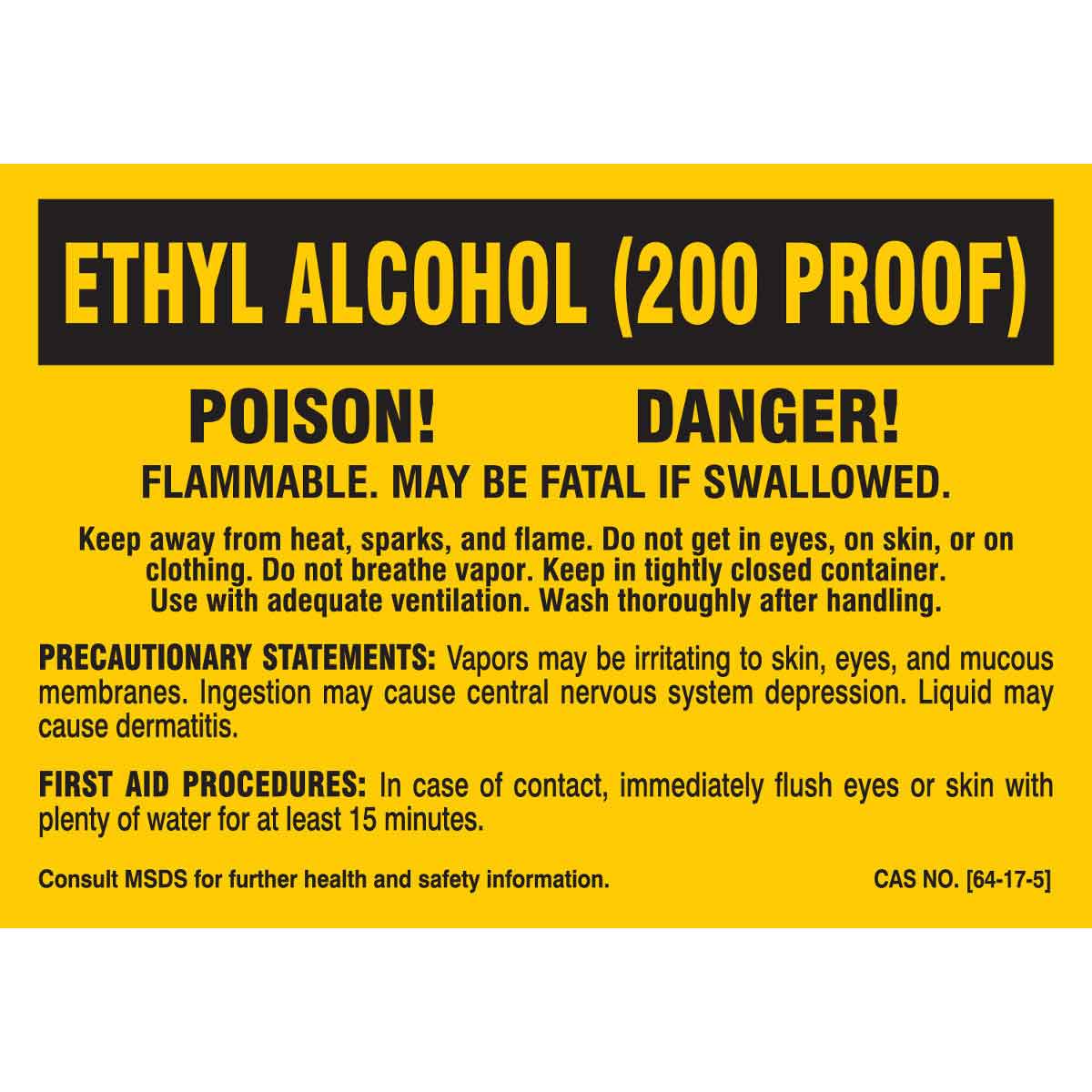 B302 3.5X5 25/PK ETHYL ALCOHOL 200 PROOF