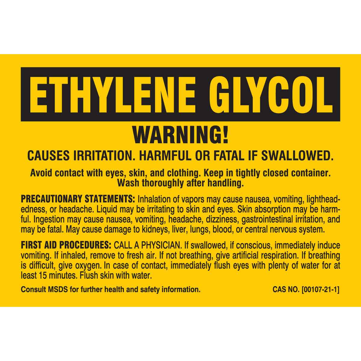 B-302 3.5X5 25/PK ETHYLENE GLYCOL LABEL