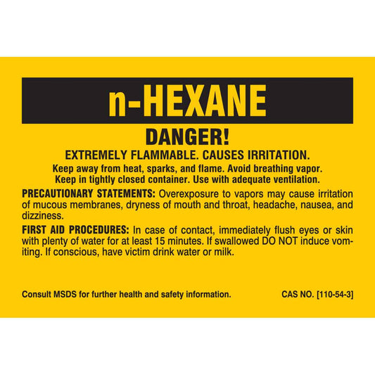 B-302 2X2.875 25/PK N HEXANE LABEL