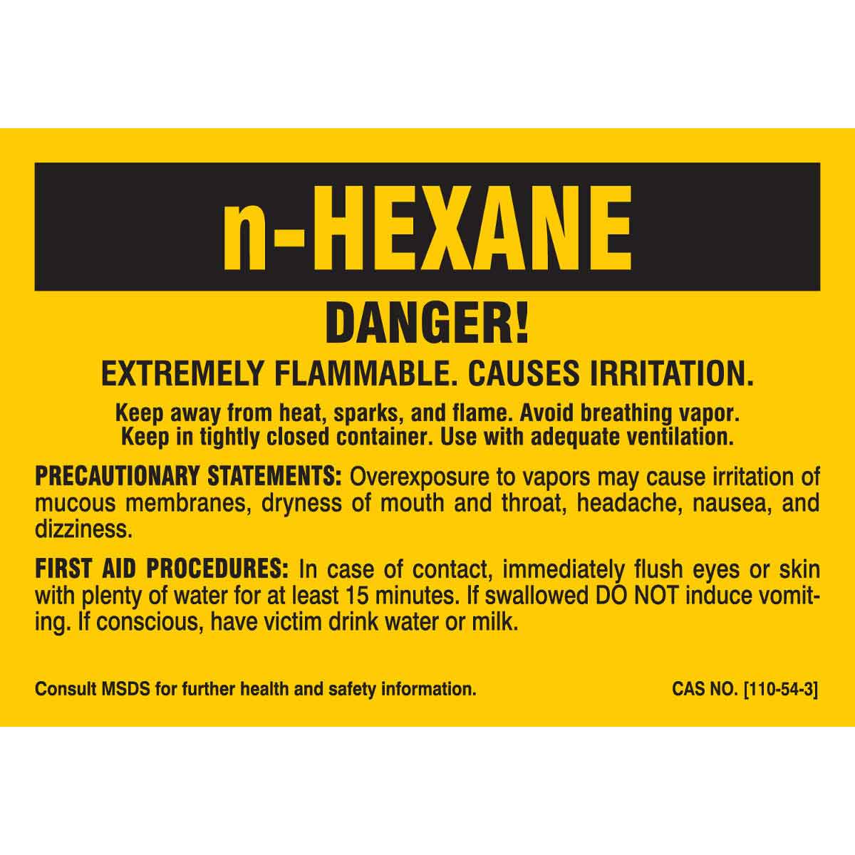 B-302 3.5X5 25/PK N HEXANE LABEL