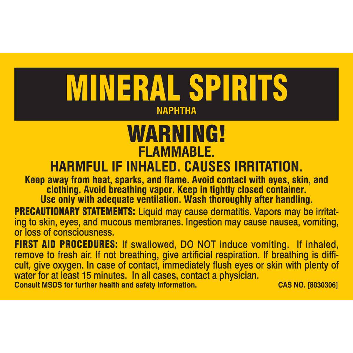 B-302 3.5X5 25/PK MINERAL SPIRIT LABEL