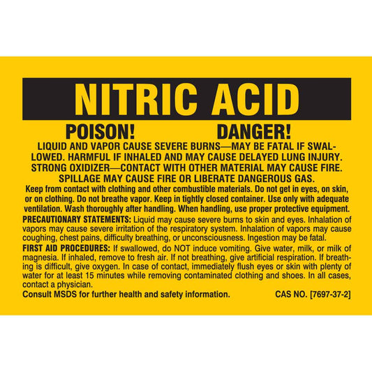 B-302 2X2.875 25/PK NITRIC ACID LABEL