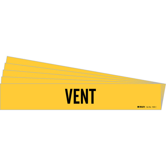 VENT Pipe Marker Style 1 BK on YL PK