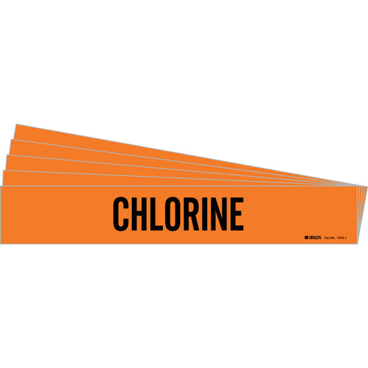 CHLORINE Pipe Marker Style 1 BK on OR PK