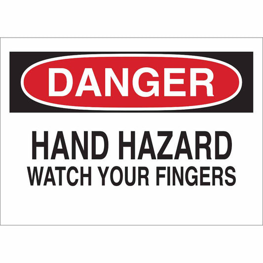B120,7X10,RED,BLK/WHT,HAND HAZARD