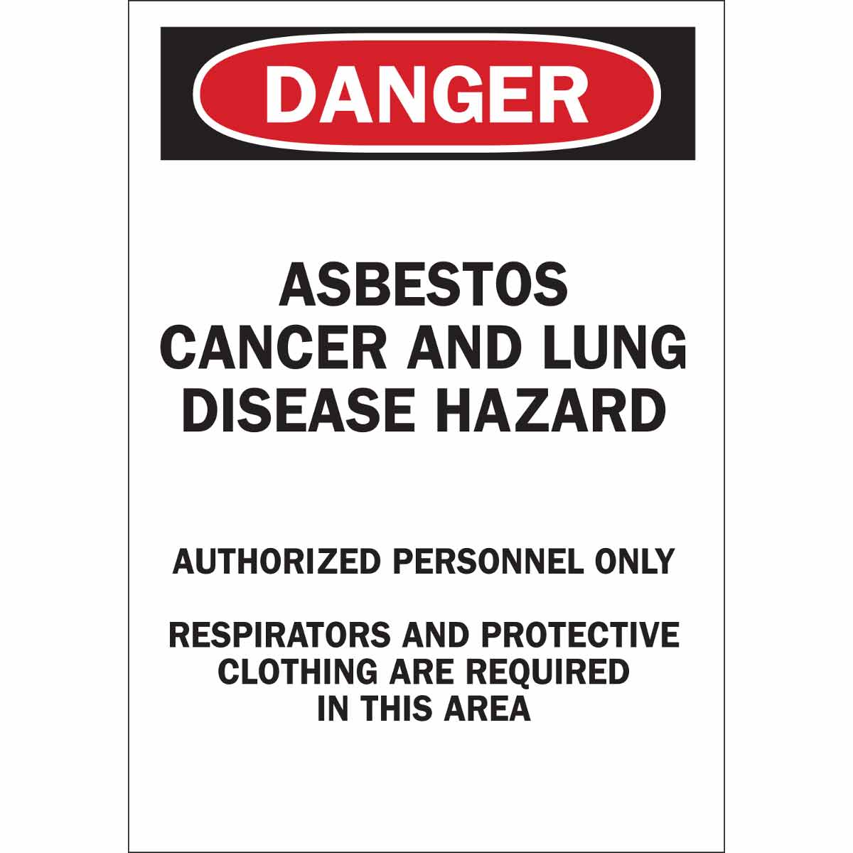 B120,20X14,RED,BLK/WHT,DANGER ASBESTOS