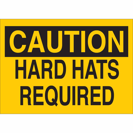 B120,10X14,BLK/YEL,CAUTION HARD HATS REQ