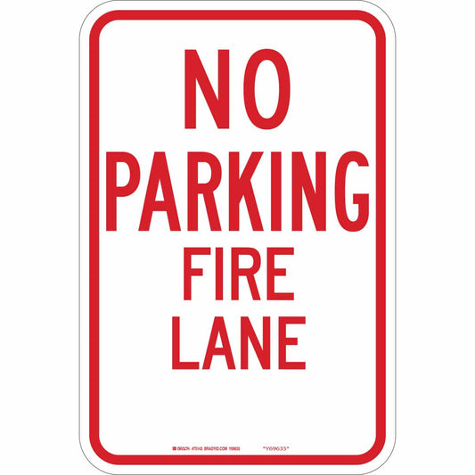 B120,18"X12",RD/WHT,NO PARKING FIRE LANE