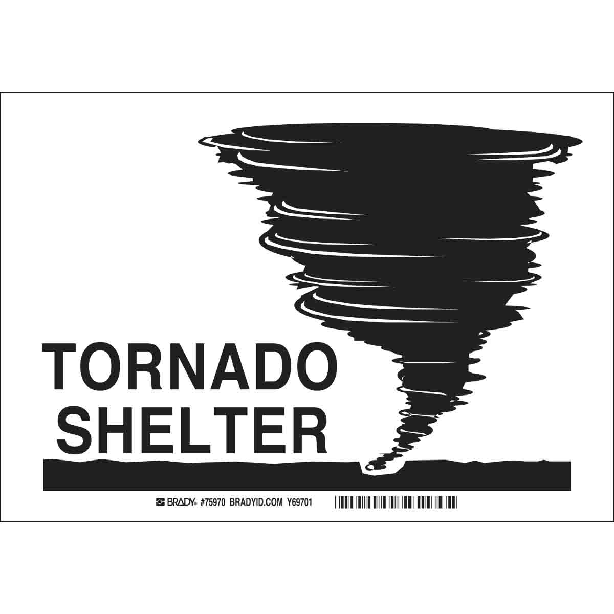 B120,7X10,BLK/WHT,TORNADO SHELTER