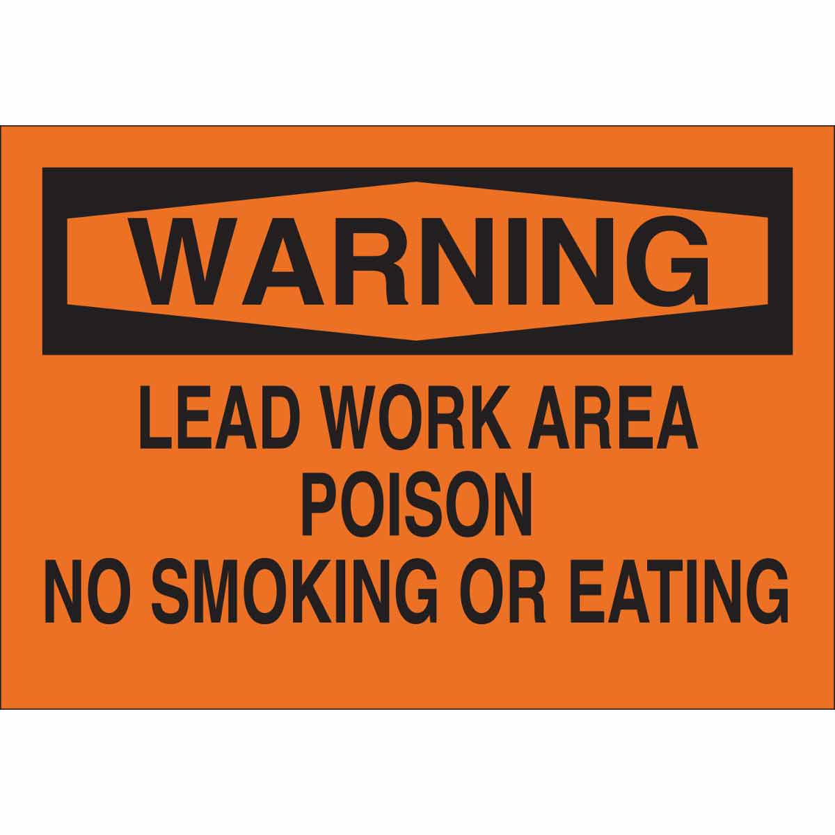 B555 10X14 BLK/ORG WARNING LEAD WORK