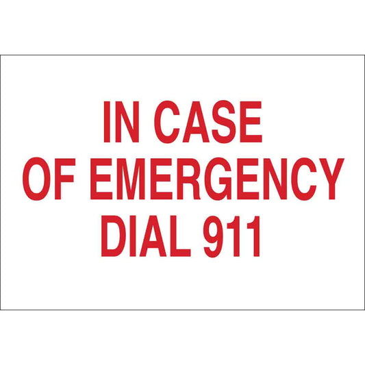 B120 10X14 RED/WHT IN CASE OF EMERGENCY