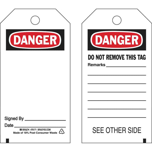 TAG B851 5.75X3 BK/RD/WH 2SIDE NO GROM