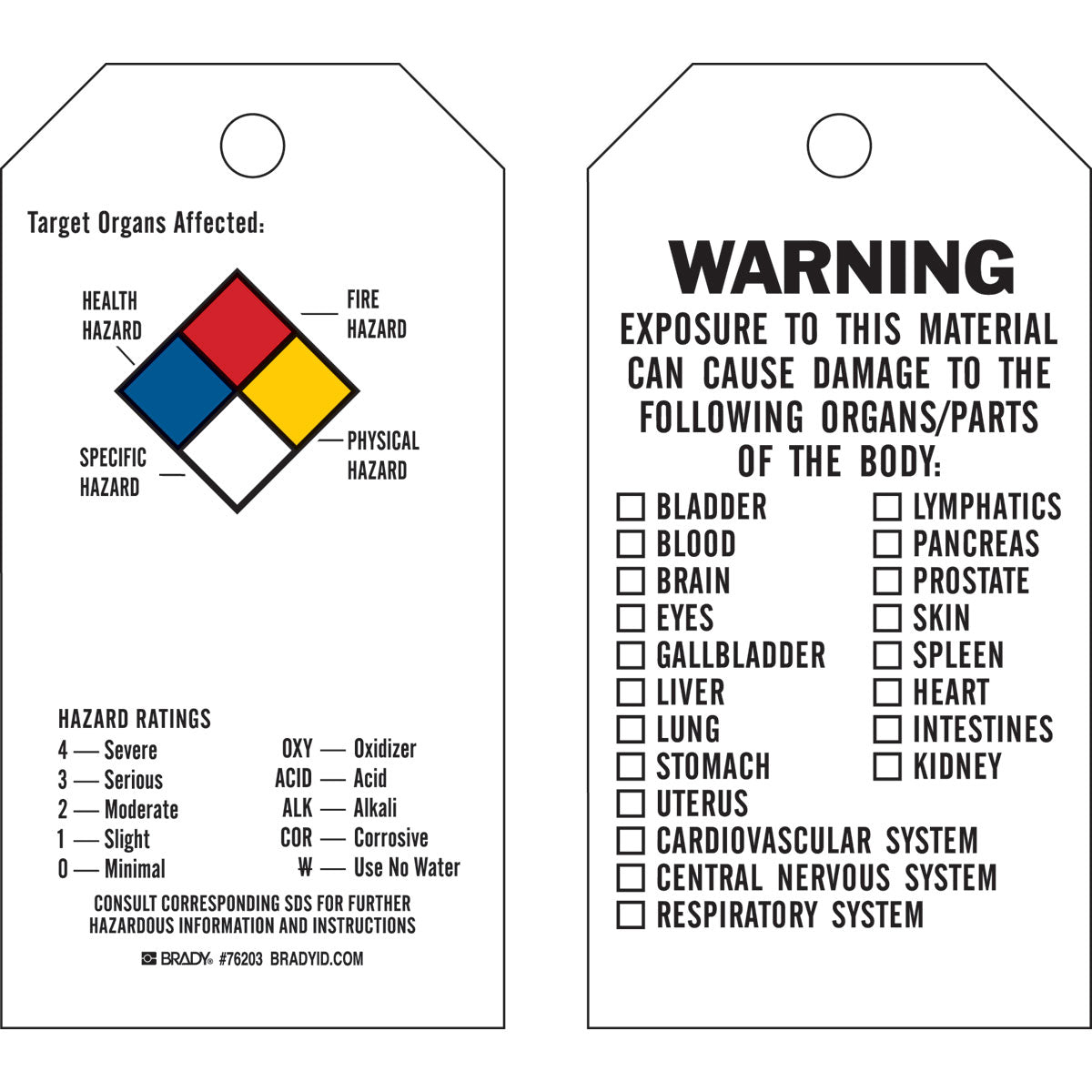 TAG B851,5.75X3 NFPA RTK TAG,W/FLAP,25PK