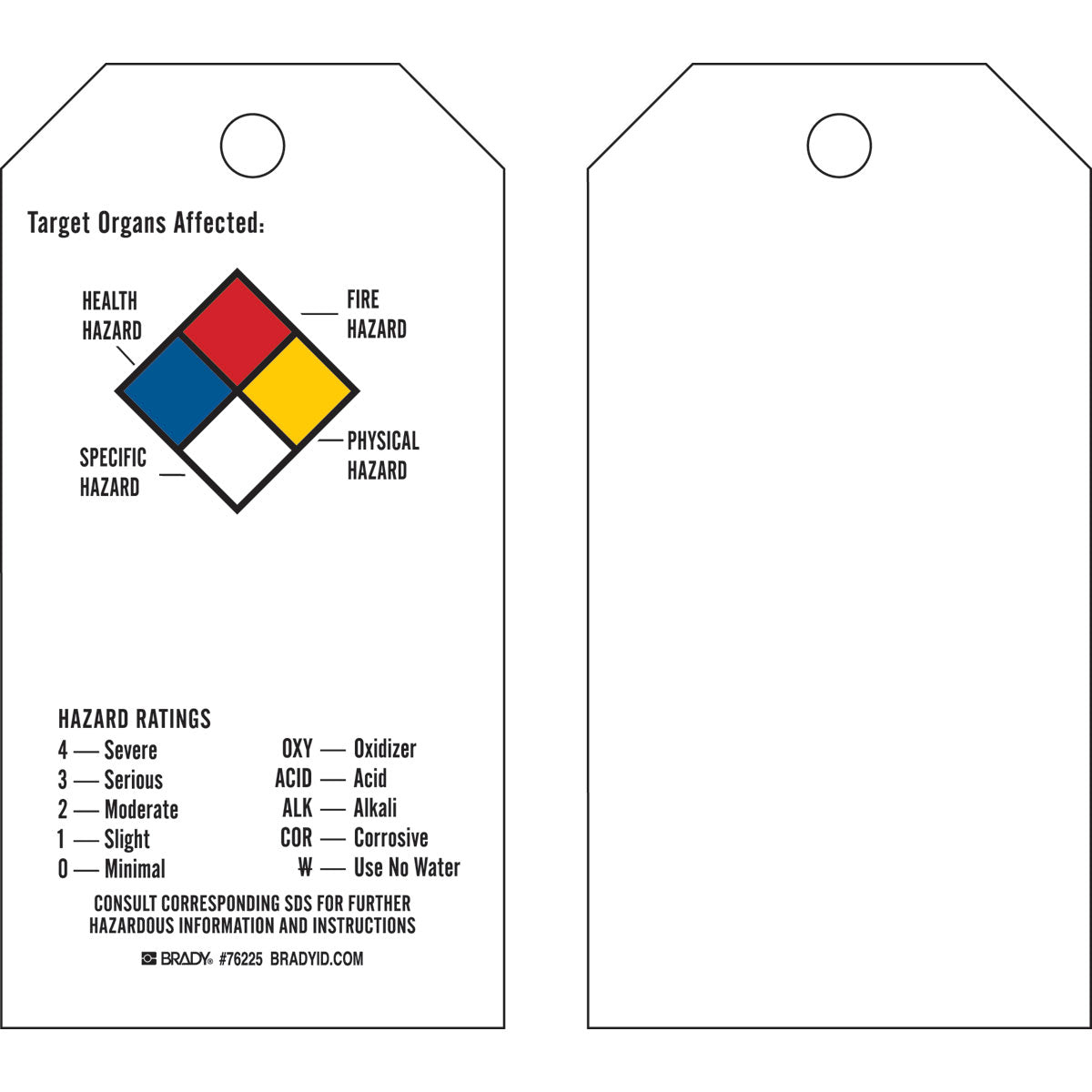 TAG B851,5.75X3 NFPA TAG,FLAP,25/PAC