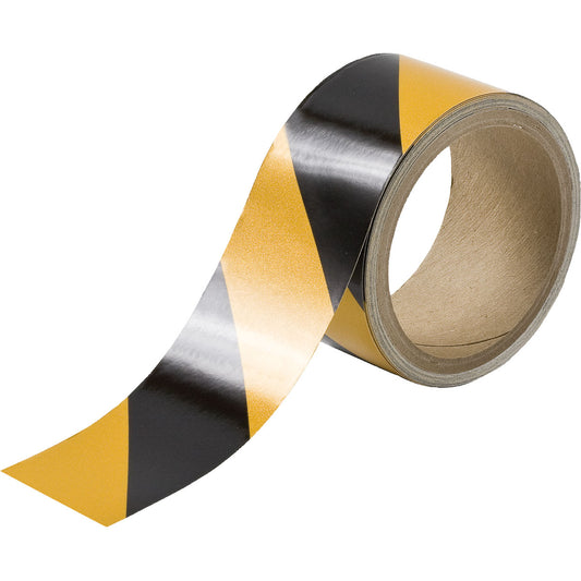 B957 2"X5YDS B/Y STRIPED REFLECTIVE TAPE