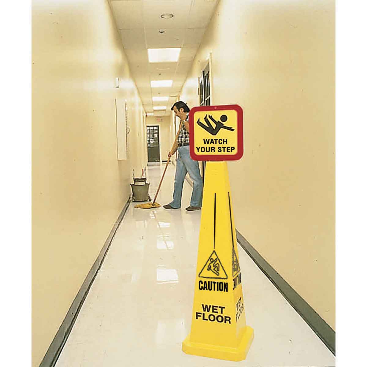 CONE-4SIDE-35H-YL/BK-WET FLOOR