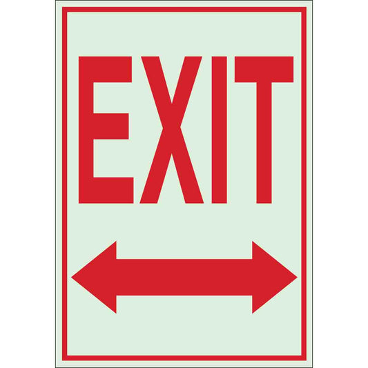 B324 10X7 RED/WHT EXIT W/DOUBLE ARROW