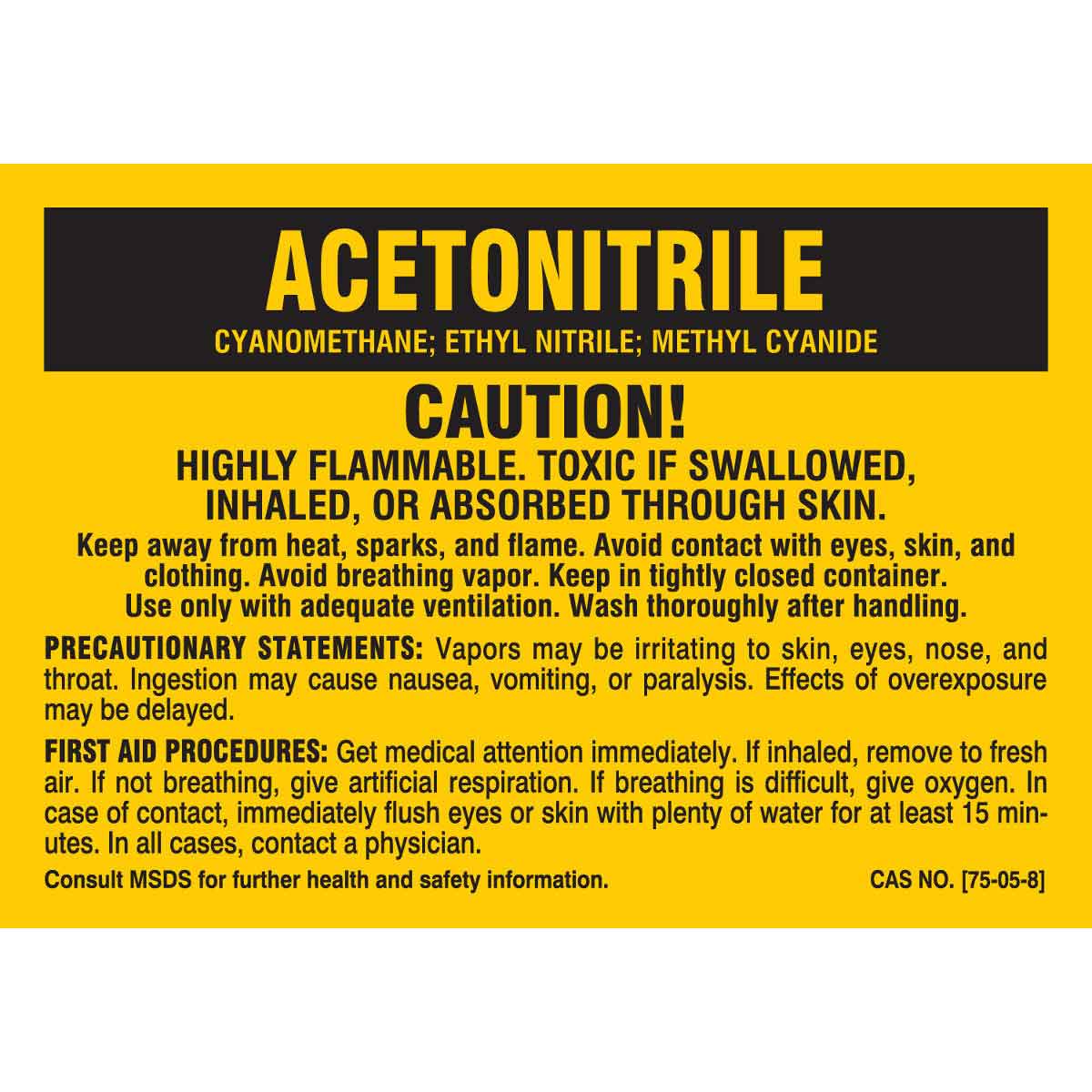 B-302 3.5X5 25/PK ACETONITRILE LABEL