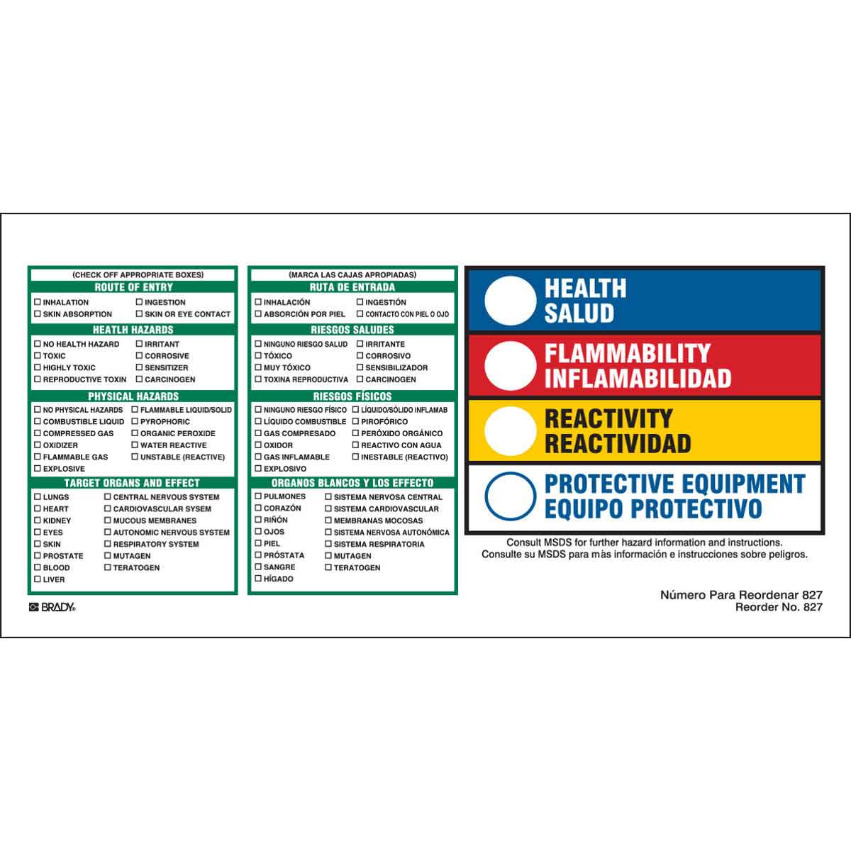 B-235 4X8 100/PK HMIG REACTIVITY LABELS