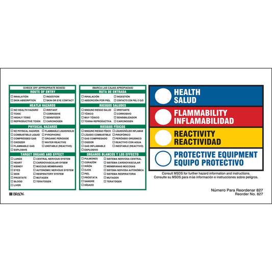 B-235 4X8 100/PK HMIG REACTIVITY LABELS