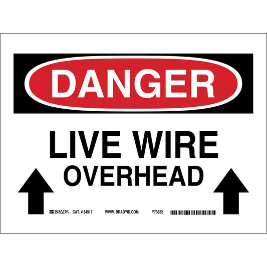 B555 10X14 RED/BLK/WHT DANGER LIVE WIRE