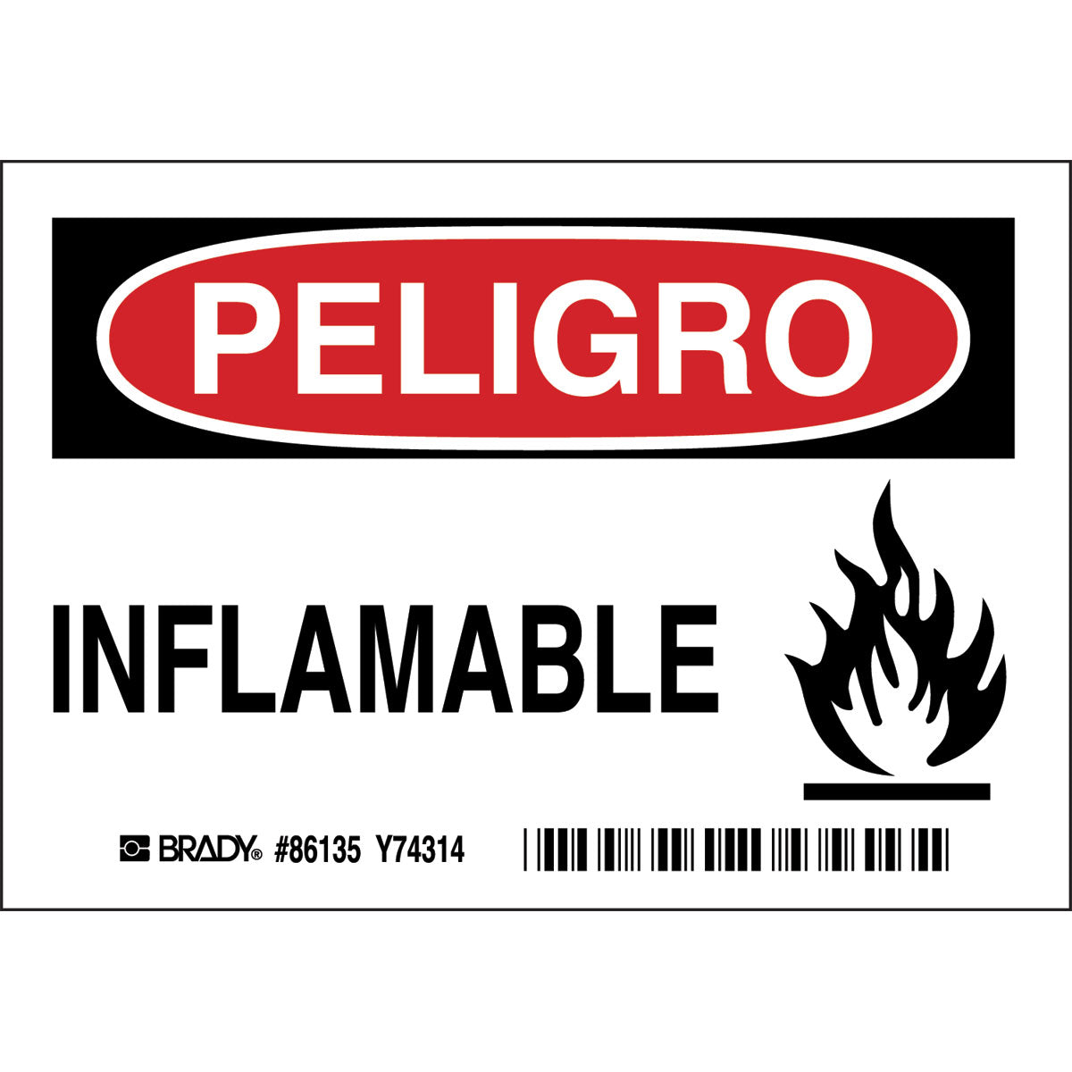 B302-3.5X5-WG-O-5/PK-PELIGRO INFLAMMABL