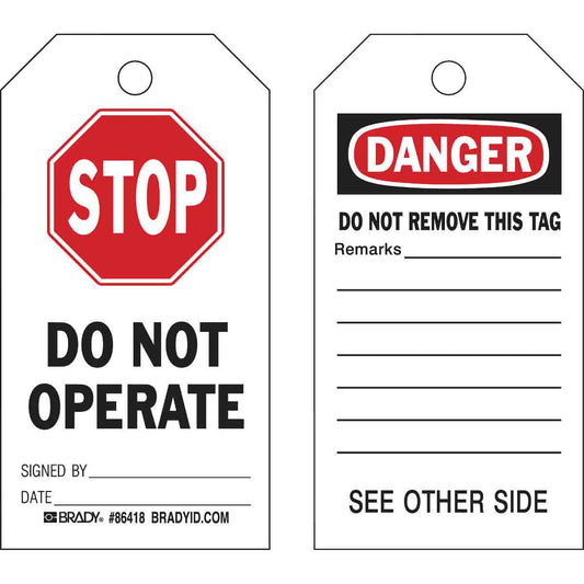 TAG 5.75X3 10PK STOP DO NOT OPERATE