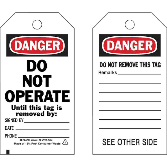 TAG B851 7X4 BK/RD/WH 2SIDE 1FLAP 10/PK