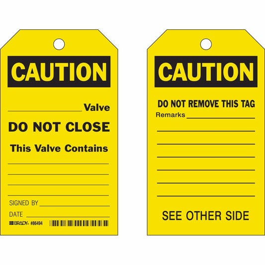 TAG B837 7"HX4"W BLK/YEL 2-SIDED 10/PK