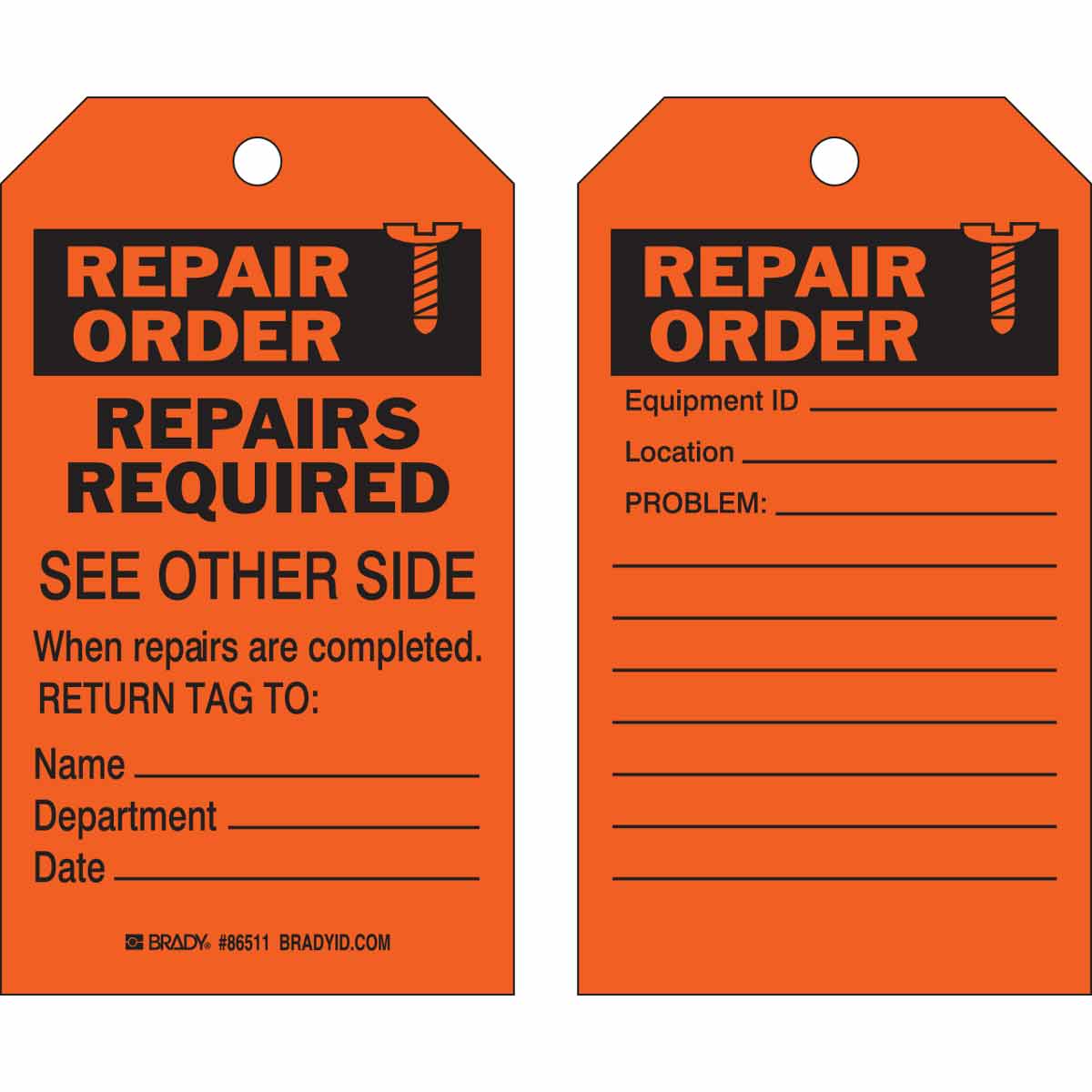 TAG B837 7X4 BLK/ORG 2-SIDED 10/PK