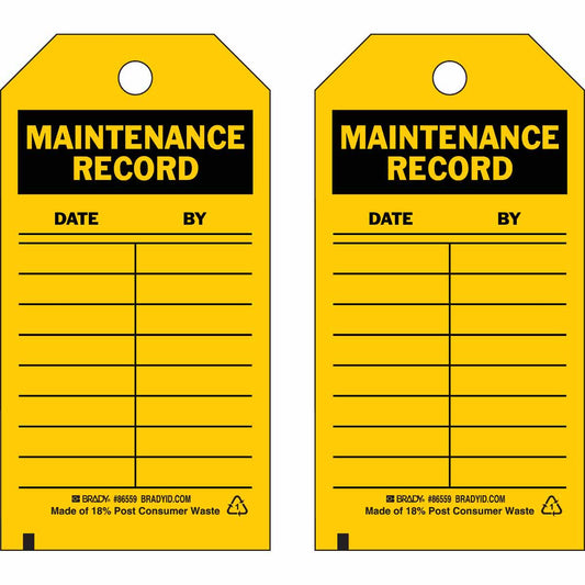 MAINTENANCE RECORD TAG 5.75X3 10PK