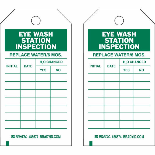 TAG 5.75X3 2SD 100PK EYEWASH STN INSPECT