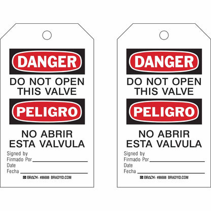 TAG B853 7X4 RED/BLK/WHT 2-SIDED 100/PKG