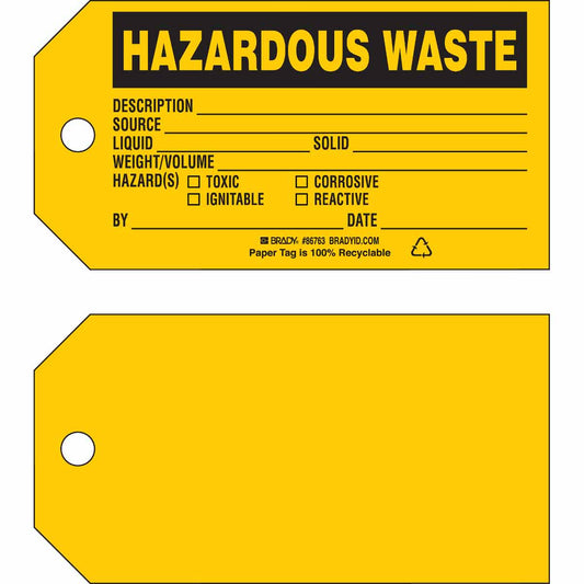 TAG B853 3x5.75 HAZ WAST 1SIDE 100/PK