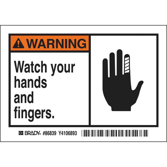 B302-3.5X5-WK-AL-5/PK--WATCH YOUR HANDS