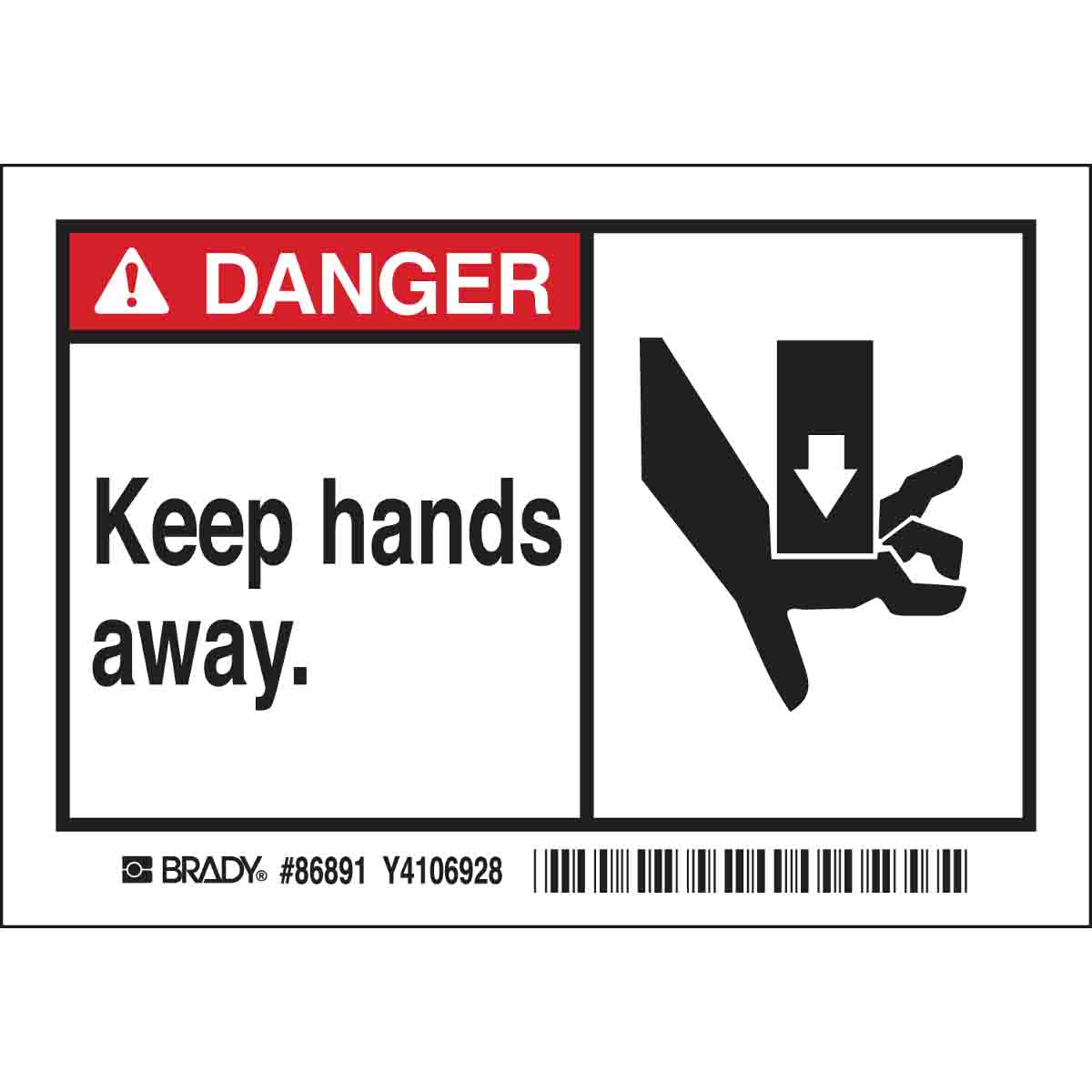 B302-3.5X5-WK-AL-5/PK--KEEP HANDS AWAY.