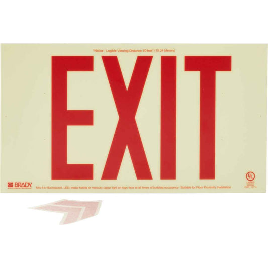 FRAMELESS BRADY GLO EXIT SIGN-RED