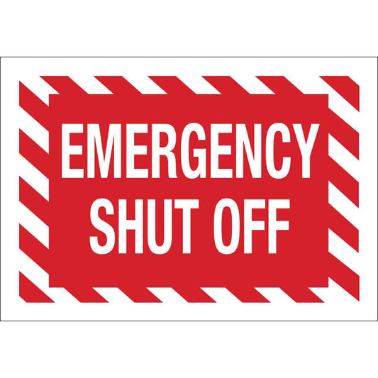 B120,7X10,RED/WHT,EMERGENCY SHUT OFF