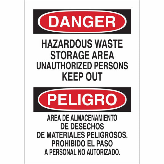 B120,20X14,RED,BLK/WHT HAZARDOUS WASTE