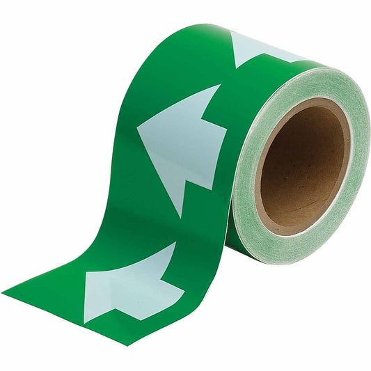 B302 3"X30 YDS WHT/GREEN ARROW TAPE