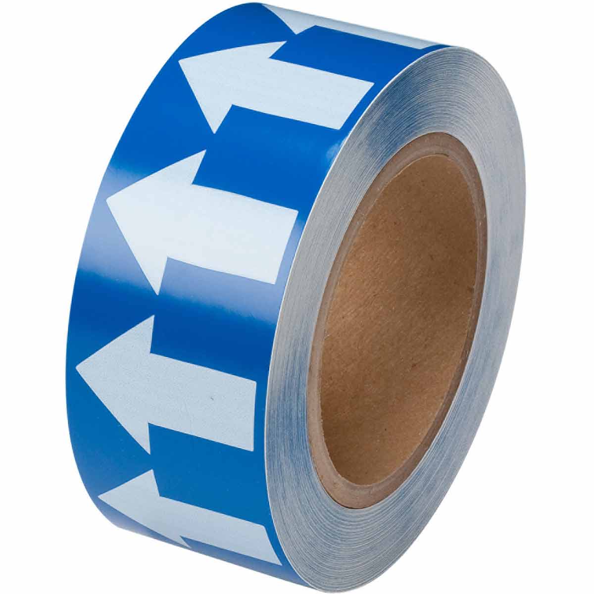 B302 2"X30 YDS WHT/BLUE ARROW TAPE