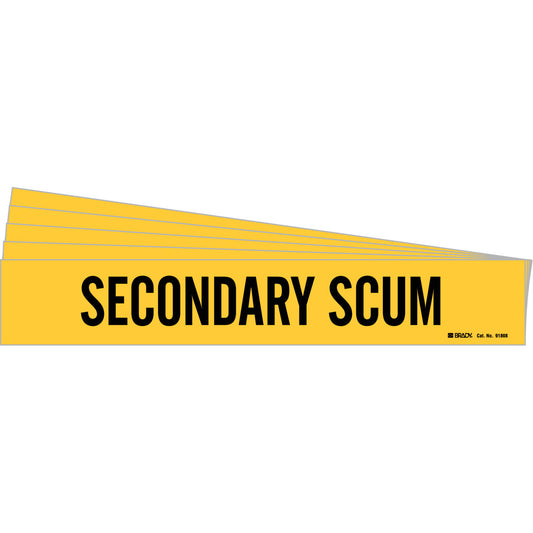 Pipe Marker SECONDARY SCUM 1 BK on YL PK