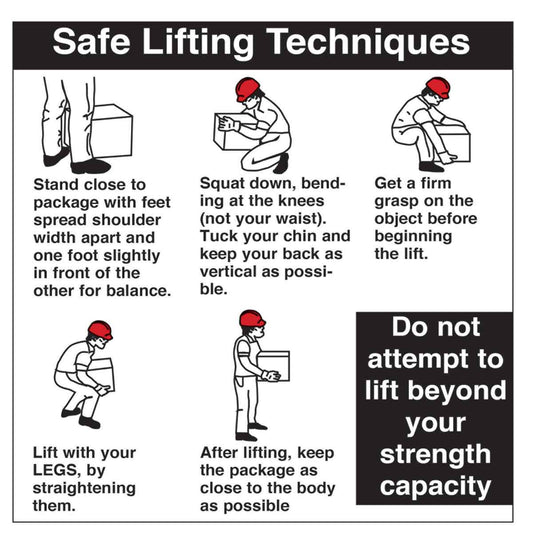 SAFE LIFTING TECHNIQUE LABEL