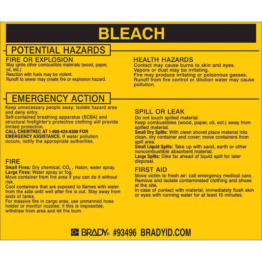 BLEACH Labels 3.75x 4.5 BLK/YLW