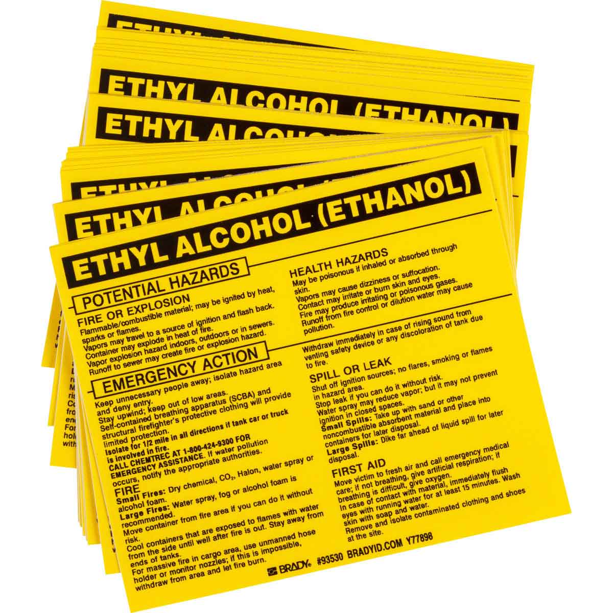 ETHYL ALCOHOL Labels 3.75x 4.5 BLK/YLW